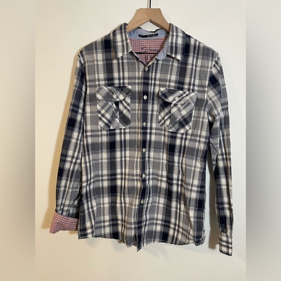 21men Other - 21Men Plaid Long Sleeve Button Down Shirt Mens Size Medium Flip Cuff Detail